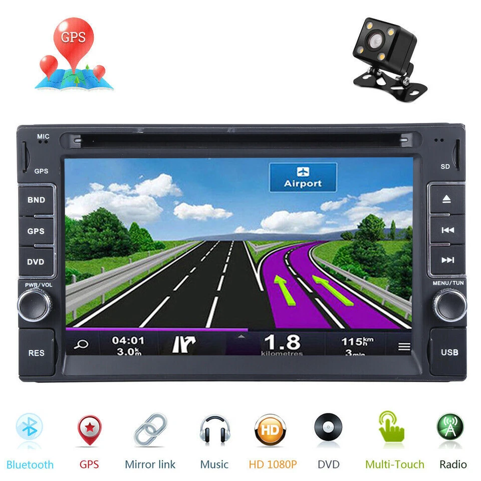 Coche Estéreo GPS Navegación Bluetooth Radio Doble 2 Din 6.2" Reproductor de CD DVD con Cámara Foto 4 de 4