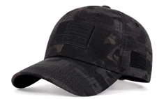 USA Tactical American Flag Black Camo Camouflage Cap Hat Army Military Baseball