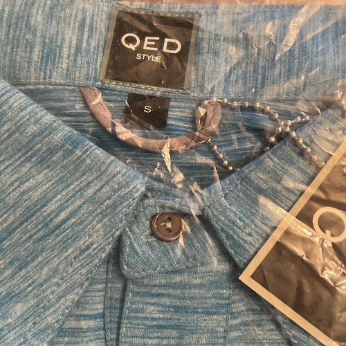 NWT QED Style Men's Golf Shirt W/Buttons Nibley Polo Ocean/Teal Size S - Picture 2 of 4