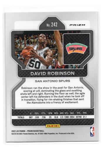 2021-22 Panini Prizm - David Robinson #242 Green Prizm - Picture 2 of 2