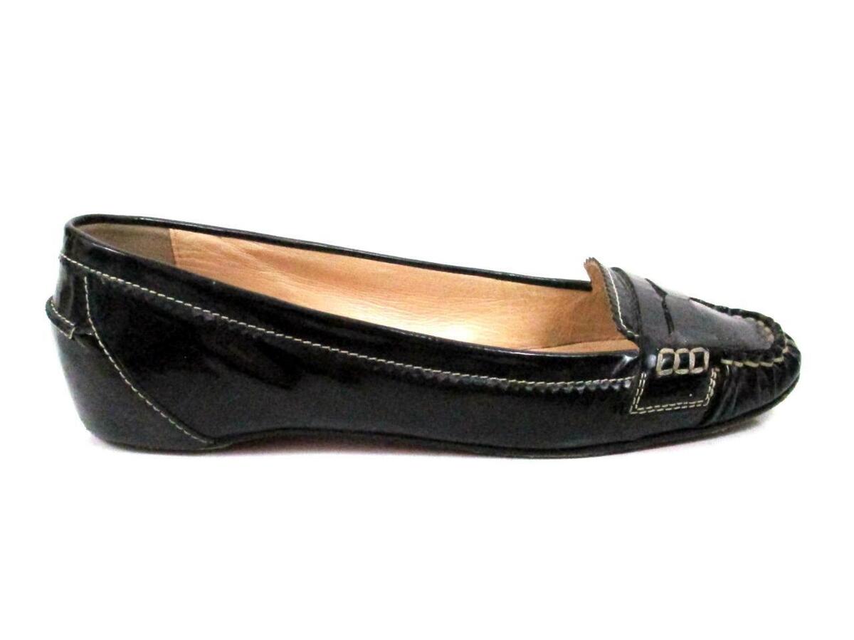 CHRISTIAN LOUBOUTIN BLACK PATENT LEATHER PENNY LOAFERS SZ CHRISTIAN LOUBOUTIN BLACK PATENT LEATHER PENNY LOAFERS SZ