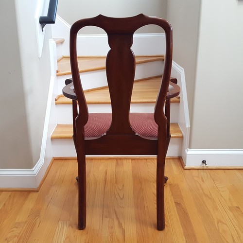 Vintage Pair Henkel Harris Dining Armchairs Queen Anne Style Wild Black Cherry! - Picture 14 of 24