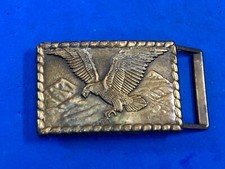 Western Flying Eagle Over Mountain Side Scene Vintage Belt Buckle