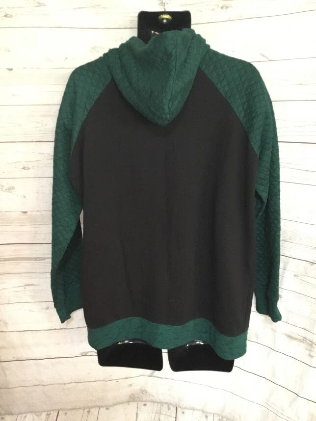 Sudadera con capucha Warehouse One para hombre cremallera completa negra/verde talla XL Foto 3 de 4