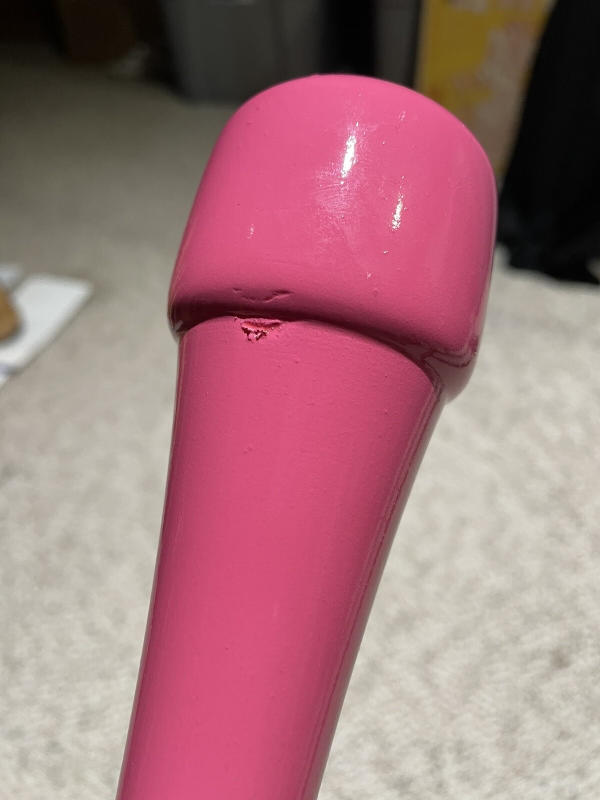 Maple Wood Baseball Bat 33in. Hockey Puck Knob. Full Pink / Gold Leaf