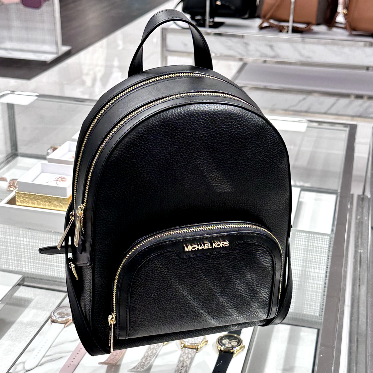 Michael Kors Black Pebbled Leather Jaycee XS Backpack New Rey $398 Michael Kors Jaycee XS Convertible Zip Pocket Backpack Bag  main image 3