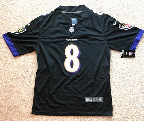 Ravens Jackson 8 NWT Jersey Mns Szs S,M,L,XL All Patches No Print Ships Tomorrow