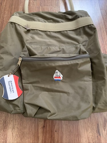 Vtg American Tourister Carry On Shoulder Travel Overnight Bag 19x16x7 Name Tag - Picture 2 of 8