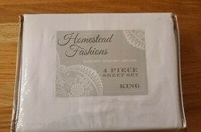 White Microfiber King Sheet Set 4 Piece Bedding, Homestead Fashions