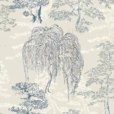 Arthouse Oriental Garden Blue White Wallpaper Metallic Silver Gold Floral Trees