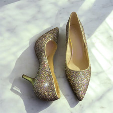 Nine West Women's Glitter High Heels  Slip-On, Comfortable, Multicolor, Size 8.5