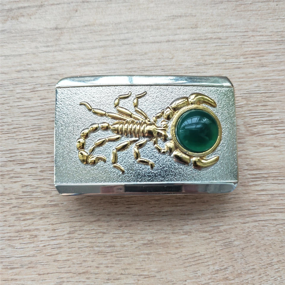 Hebilla de cinturón de latón chapado en plata maciza de jade escorpión vaquero occidental antiguo para hombre Foto 2 de 4