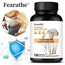 10x Mushroom Complex Supplement - Lions Mane, Reishi, Shiitake, Immune Capsule