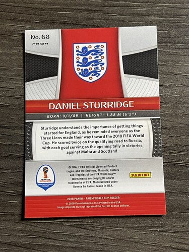 2018 Panini Prizm World Cup Soccer Red Blue Wave #68 Daniel Sturridge - Picture 2 of 2