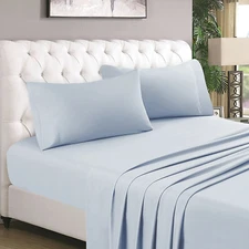 HOMEIDEAS 4 Piece Bed Sheets Set (Queen, Artic Ice Blue), 1800 Bedding Soft Brus
