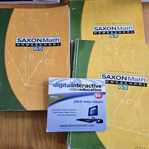 Saxon Math 6/5 Lot Dive Disc Text Tests Worksheets Solutions