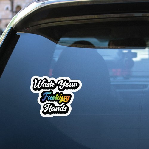 Wash Your Hands Sticker Funny Rude Covid Virus Isolation Decal Car - Bild 2 von 5