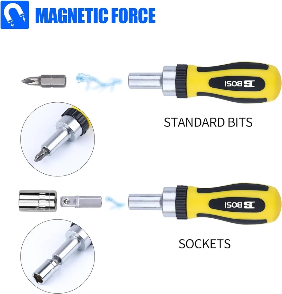 BOSI TOOLS Ratchet Screwdriver Set 41 Pieces Socket Set Magnetic Screwdriver Bit - Image 3 of 4