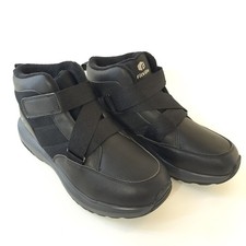 FitVille Black Men's Extra Wide Diabetic Shoes Casual Slip-On Strap Sz 11.5EW