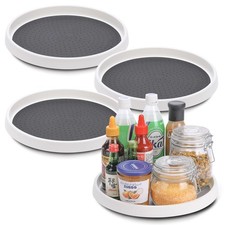 Lazy Susan Turntable, Set of 4, 12 Inch Non-Skid Lazy Susan Organizer for Cab...