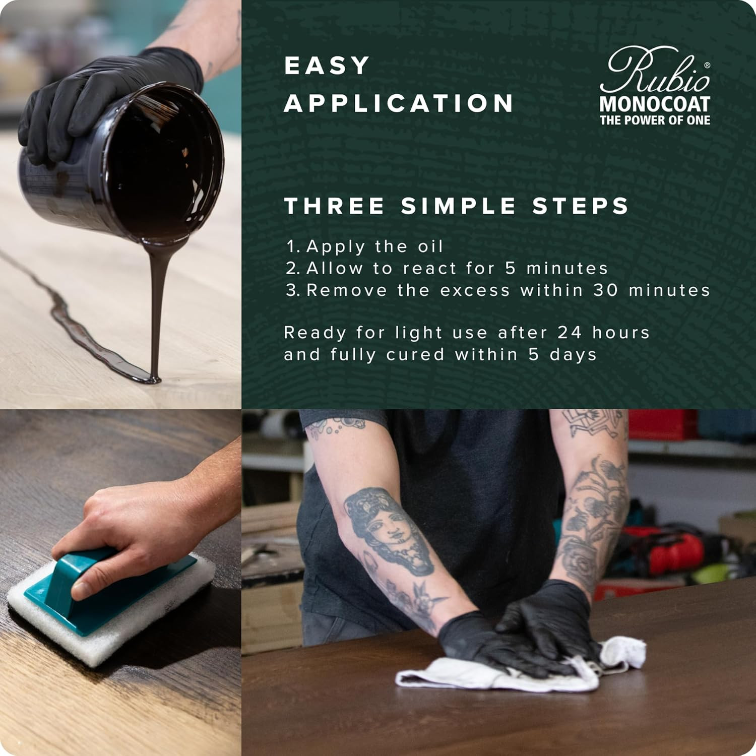 Rubio Monocoat Wood Oil Finish 175 Ft² - Pure | Oil plus 2C | Quick-Dry, Eco-Fri