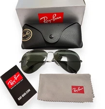Ray-Ban RB 3025 004/58 Aviator Sunglasses Gunmetal Polarized 62mm (Large) w/case