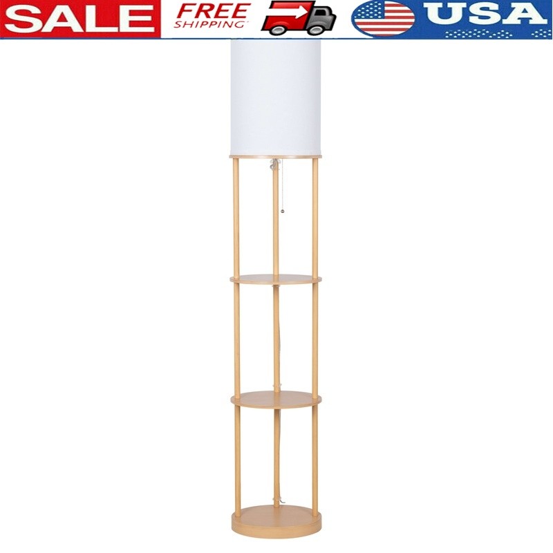 62 Inch Floor Lamp W/ 3 Shelves Storage Lighting Adjustable Height Home Decor US