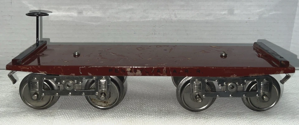 LIONEL PREWAR STANDARD GAUGE #11 PENNSYLVANIA RR TINPLATE FLAT CAR - Image 3 of 4