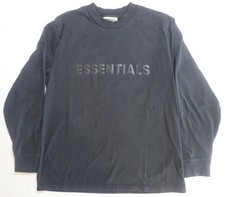 ESSENTIALS FEAR OF GOD MENS MEDIUM LONG SLEEVE BLACK SHIRT CREW NECK 100 COTTON