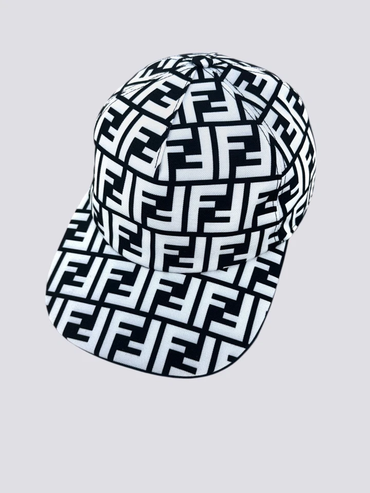 Fendi Zucca FF Print Canvas Monogram Baseball Trucker Cap Hat Black&White Size M - Image 3 of 4