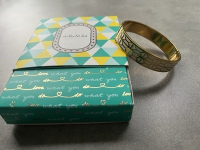 Stella & Dot Armreif goldfarben + Emaille weiß    Schnappverschluß   in OVP