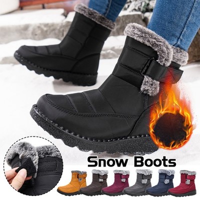Men Women Winter Snow Boots Plush Lined Thicken Non-Slip Waterproof Ankle Boots