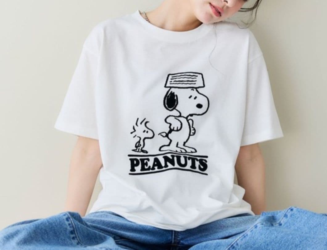 PEANUTS Snoopy & Woodstock T-Shirt XL White Cotton Unused Without Tag
