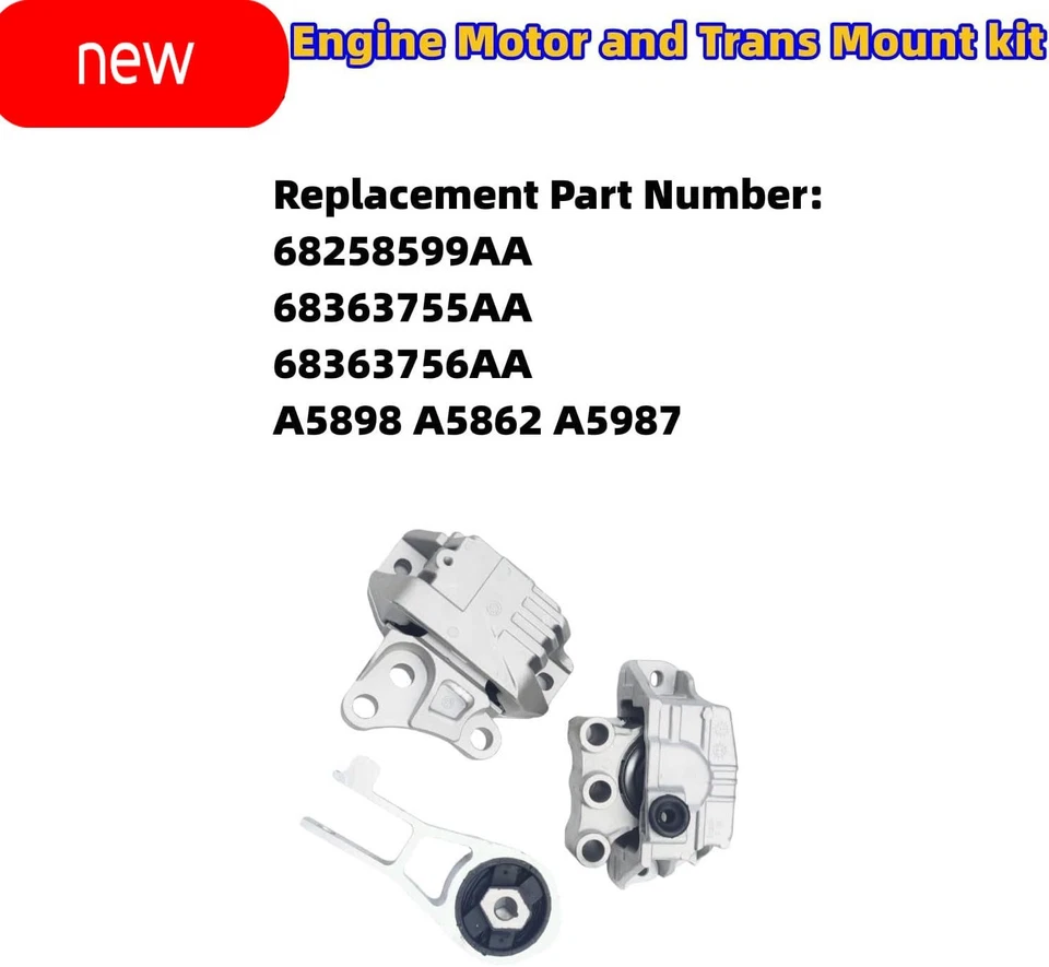 Juego de 3 soportes de motor compatibles con Jeep Renegade (2015-2019), Jeep Ren Foto 3 de 4