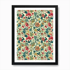 Clover Chic London Fabrics Floral P Framed Wall Art Poster Canvas Print Picture