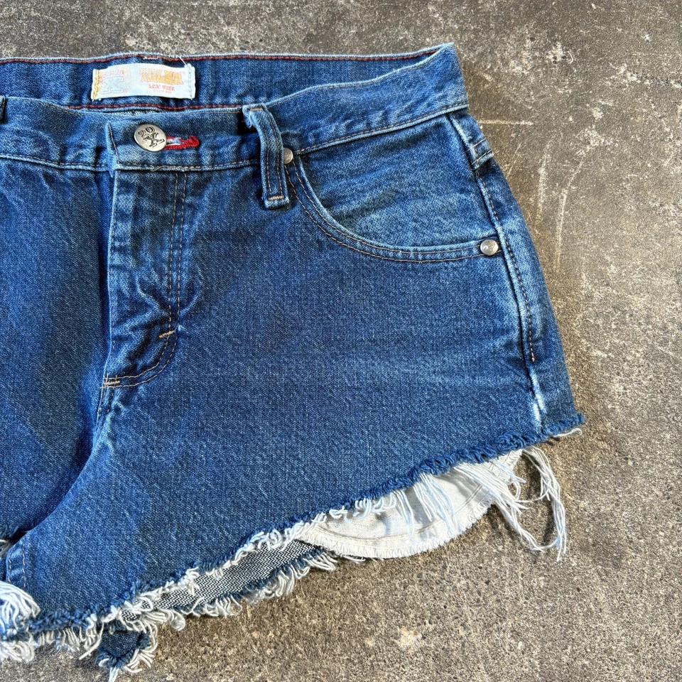 Pantalones Cortos Vaqueros Vintage Wrangler Tiro Bajo Para Mujer 6 Azul Corte 2" Cintura 26 Foto 3 de 4