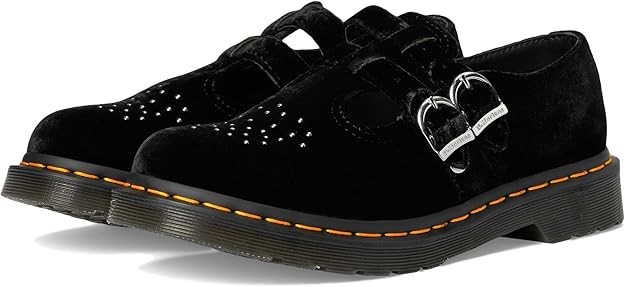 Dr. Martens Women's Vegan 8065 Mary Jane Flat Black Velvet Multi