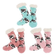 Nuzzles Girls Cosy Slipper Socks Sheep Design, Fleece , Non-Slip Soles 3 Pack
