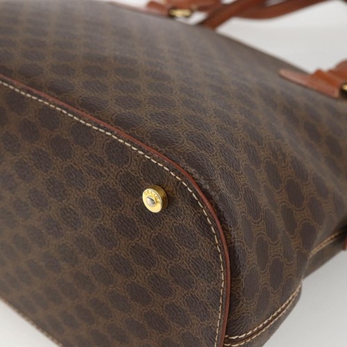 Borsa a mano CELINE Macadam tela pelle PVC 2 vie marrone oro originale LNZ540 - Foto 16 di 24
