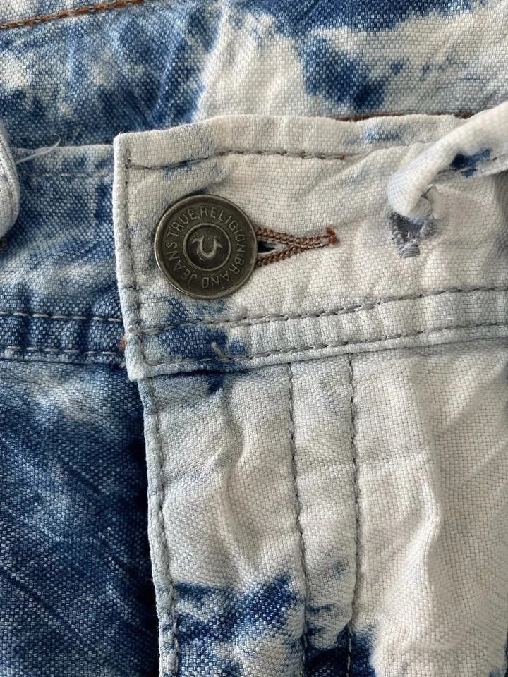 True Religion Shorts Men's 30 Logan Relaxed Denim Button Fly Cut Offs Hem # - Image 2 of 4