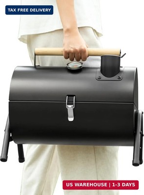 Portable Charcoal Grill for Camping & Outdoor BBQ, Compact Kettle Grill with Lid