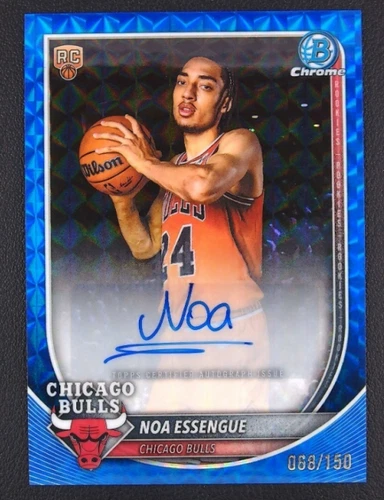 Noa Essengue 2025-26 Topps Bowman Chrome /150 Auto Blue Geometric RC #BCA-NE
