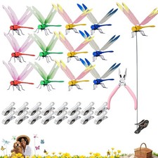 12 Sets Dragonfly Hat Clip Realistic Fake Dragonflies Clip-On Garden Outdoor ...