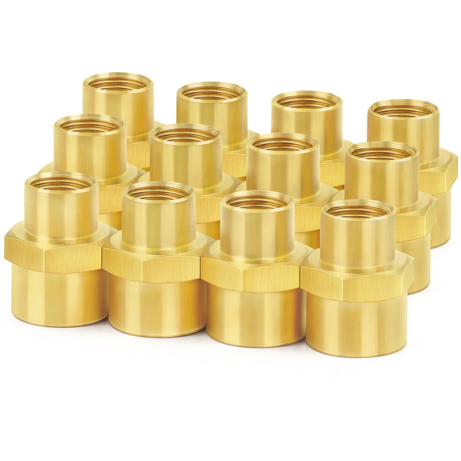 Brass Pipe Fitting Reducer Hex Coupling 1/4 x 1/8 NPT 12 Pack