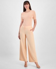 Tahari ASL Women's Mid-Rise Wide-Leg Pants Light Orange Size 10 MSRP $99