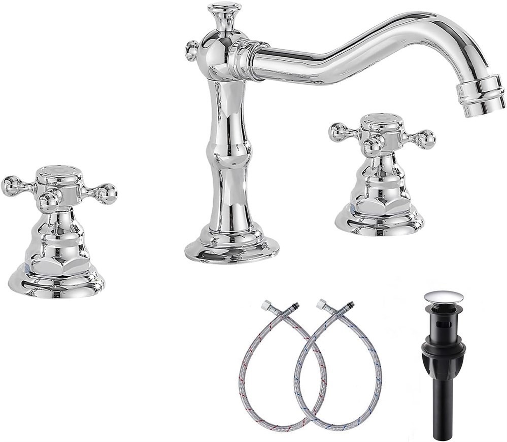 GGStudy Two Handles Three Holes Faucet 8-16 in Widespread Bathroom Sink ...