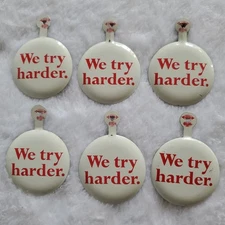 Vintage 1960's AVIS "We Try Harder" Fold Over Tab Pin Buttons Lot of 6 Duplicate