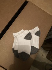 6 Pair Of Child Low Cut Boys Socks White Grey Toe New Size 4-6