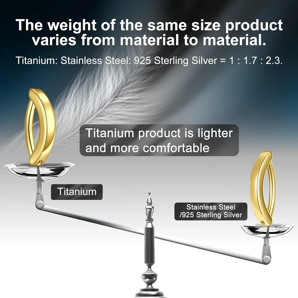 G23 Titanio Ipoallergenico Piercing Naso Anello Argento Oro Piercing Septum Pier - Immagine 4 di 4