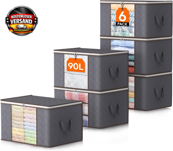 Aufbewahrungstaschen Set FüR Kleidung Decken Schrank Organizer Faltbar Grau-image